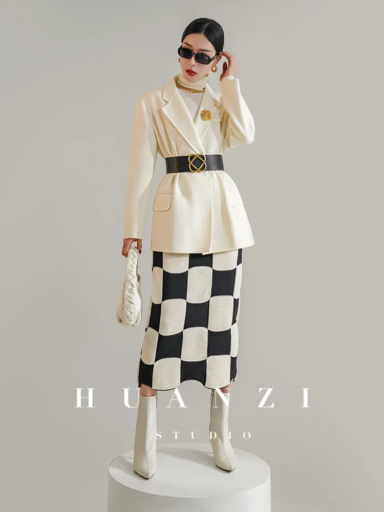 Huanzi high-definition Australian wool hand-sewn double-sided woolen short coat suit jacket- Pilia