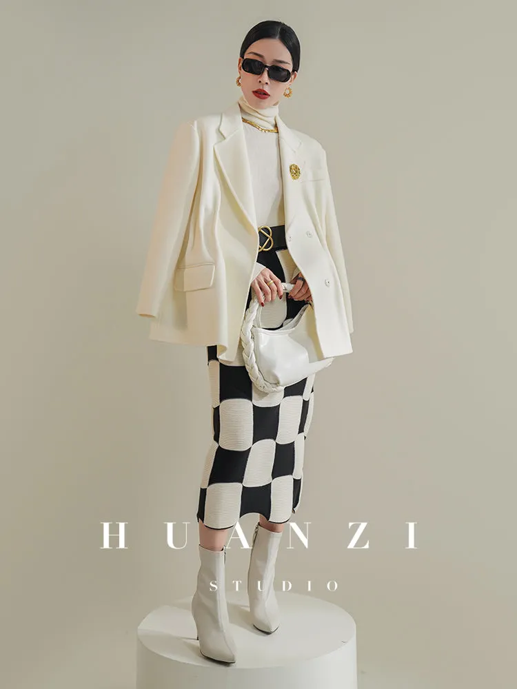 Huanzi high-definition Australian wool hand-sewn double-sided woolen short coat suit jacket- Pilia