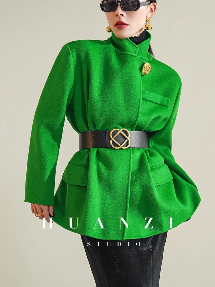 Huanzi high-definition Australian wool hand-sewn double-sided woolen short coat suit jacket- Pilia