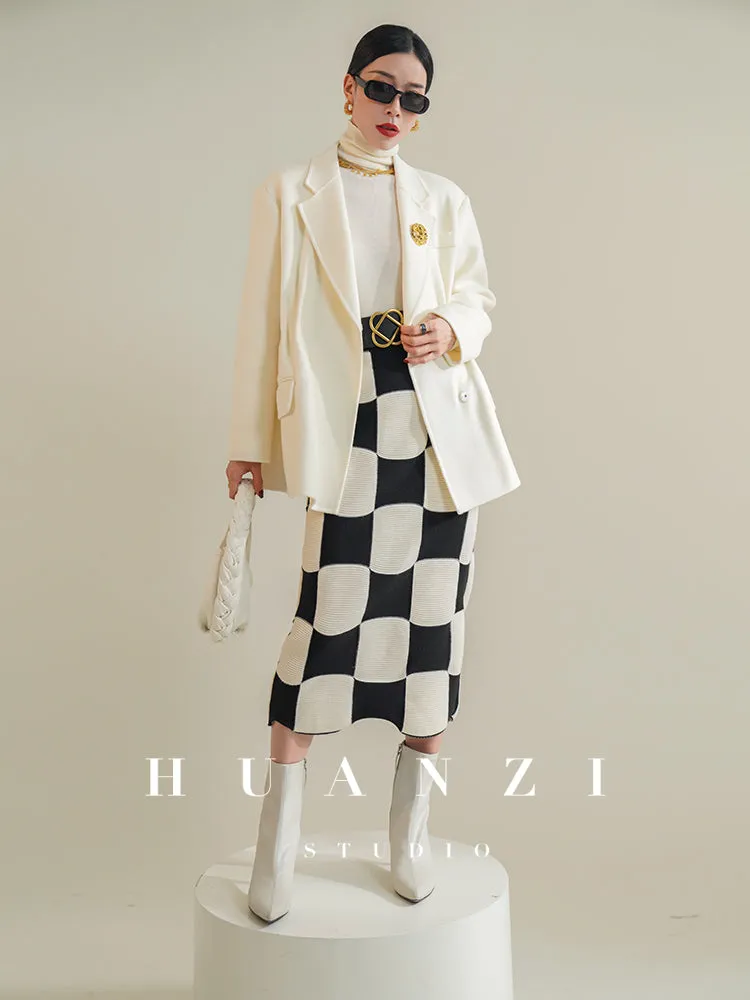 Huanzi high-definition Australian wool hand-sewn double-sided woolen short coat suit jacket- Pilia