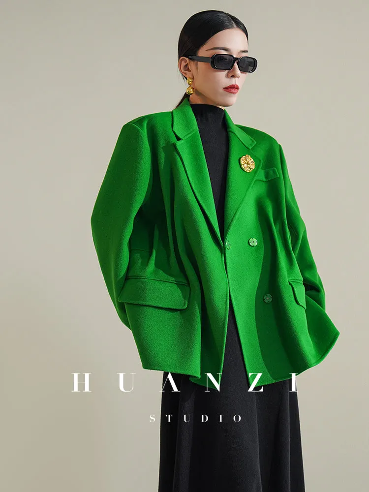 Huanzi high-definition Australian wool hand-sewn double-sided woolen short coat suit jacket- Pilia