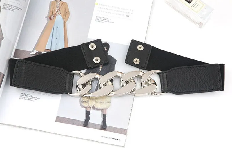 JuliaFashion - 2024 Punk Fashion Women Elastic Belts Decorative Waistband