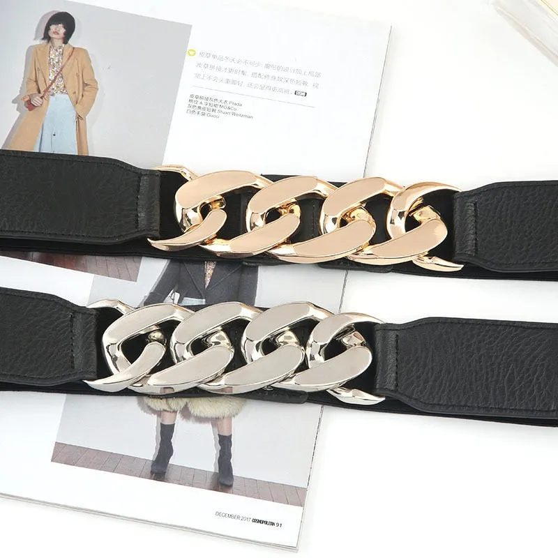 JuliaFashion - 2024 Punk Fashion Women Elastic Belts Decorative Waistband