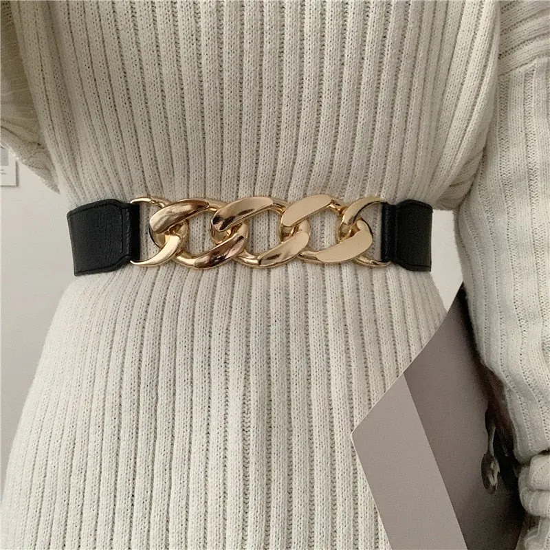 JuliaFashion - 2024 Punk Fashion Women Elastic Belts Decorative Waistband