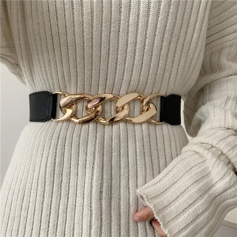 JuliaFashion - 2024 Punk Fashion Women Elastic Belts Decorative Waistband