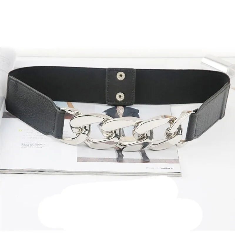 JuliaFashion - 2024 Punk Fashion Women Elastic Belts Decorative Waistband