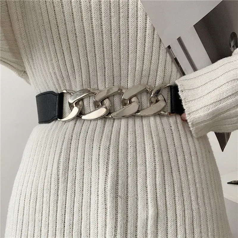 JuliaFashion - 2024 Punk Fashion Women Elastic Belts Decorative Waistband