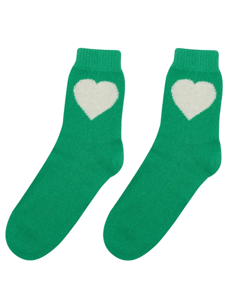 Jumper1234 Heart Green and Cream Socks