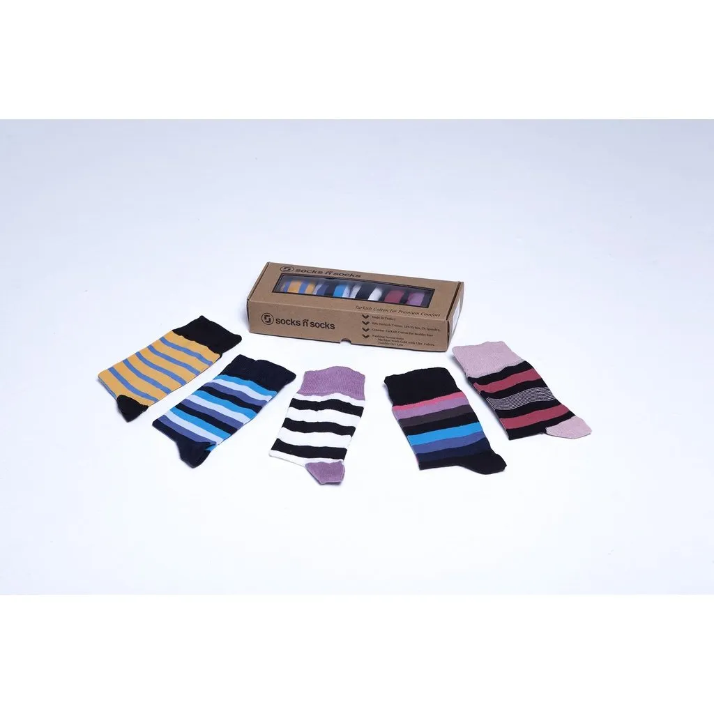 Men's 5-Pair Cool Striped Socks-3060