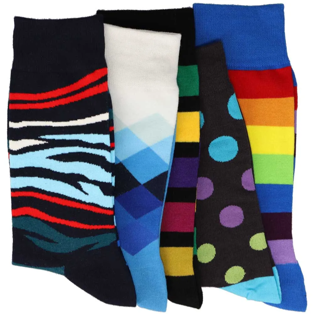 Men’s Funky Pattern Socks, 5-Pack