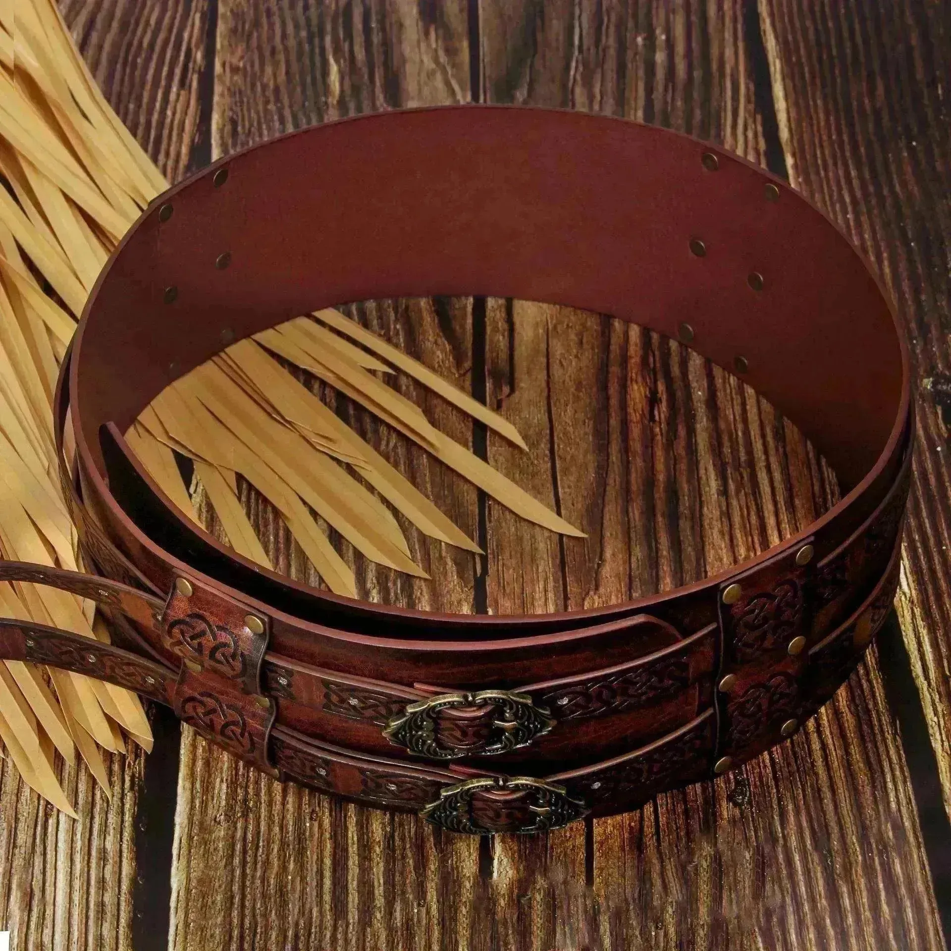 Men's Retro Nordic Viking Style Embossed Wide Belt