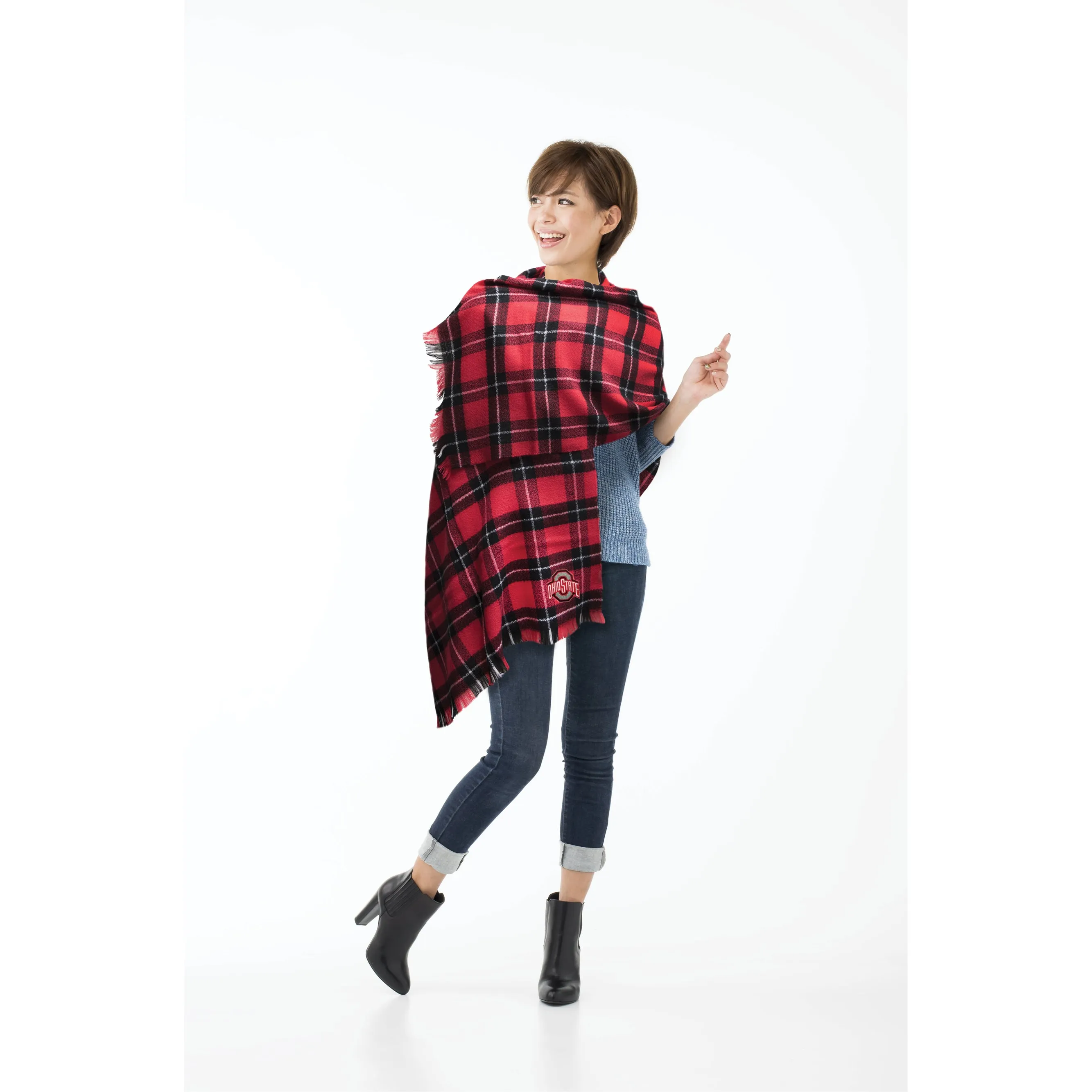 Ohio State University Plaid Blanket Scarf