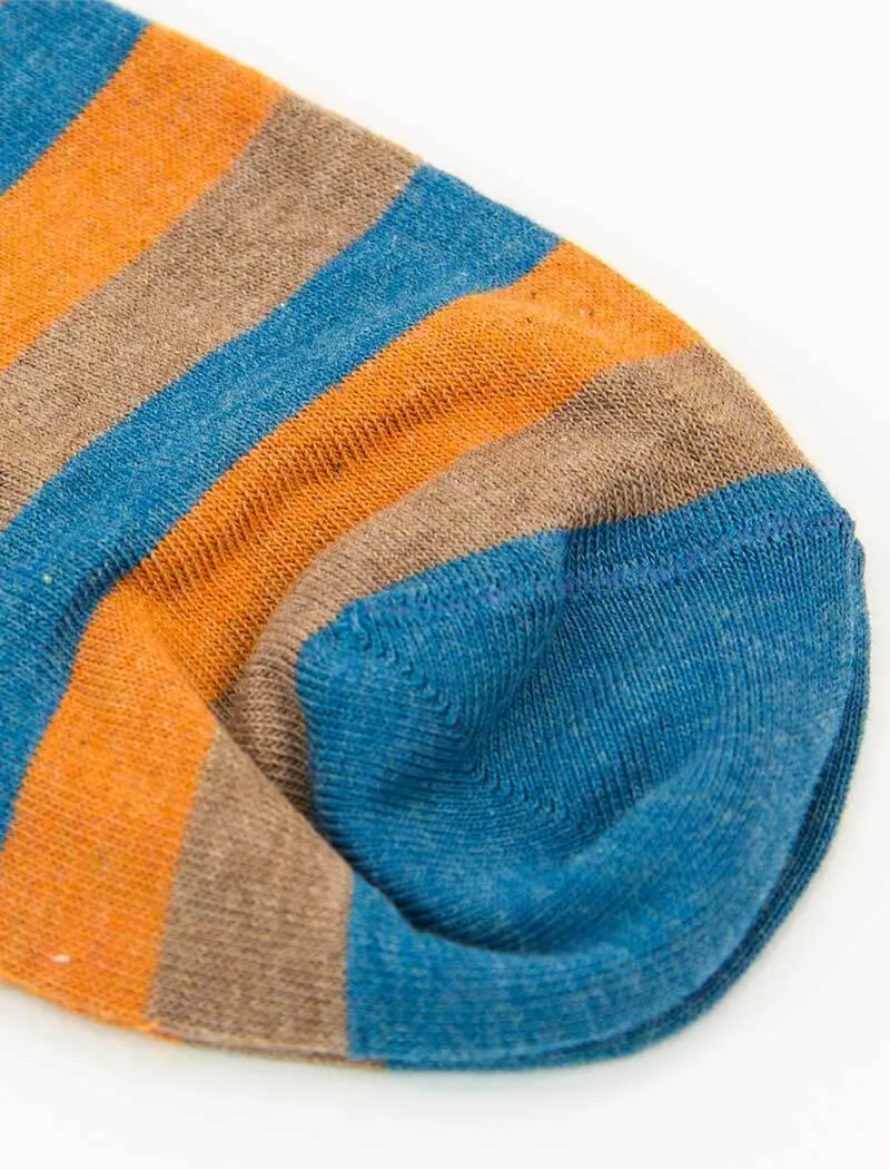 Orange Thick Striped Short Organic Cotton Socks