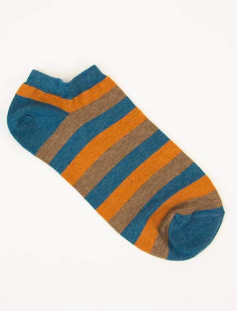 Orange Thick Striped Short Organic Cotton Socks