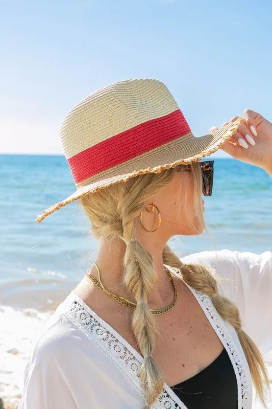 Panama Fedora Style Fray Straw Hat