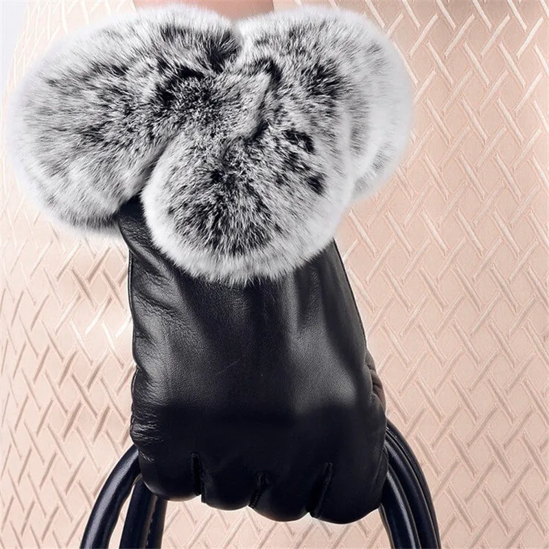 PU Leather Winter Gloves For Women