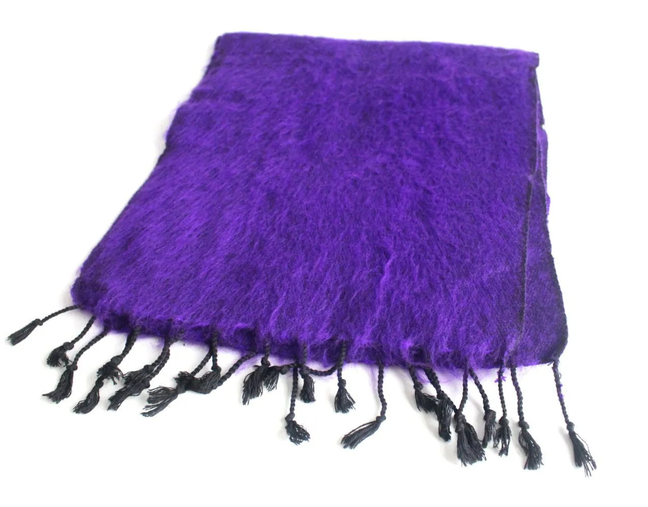 Purple Black Three Ply Woolen Muffler