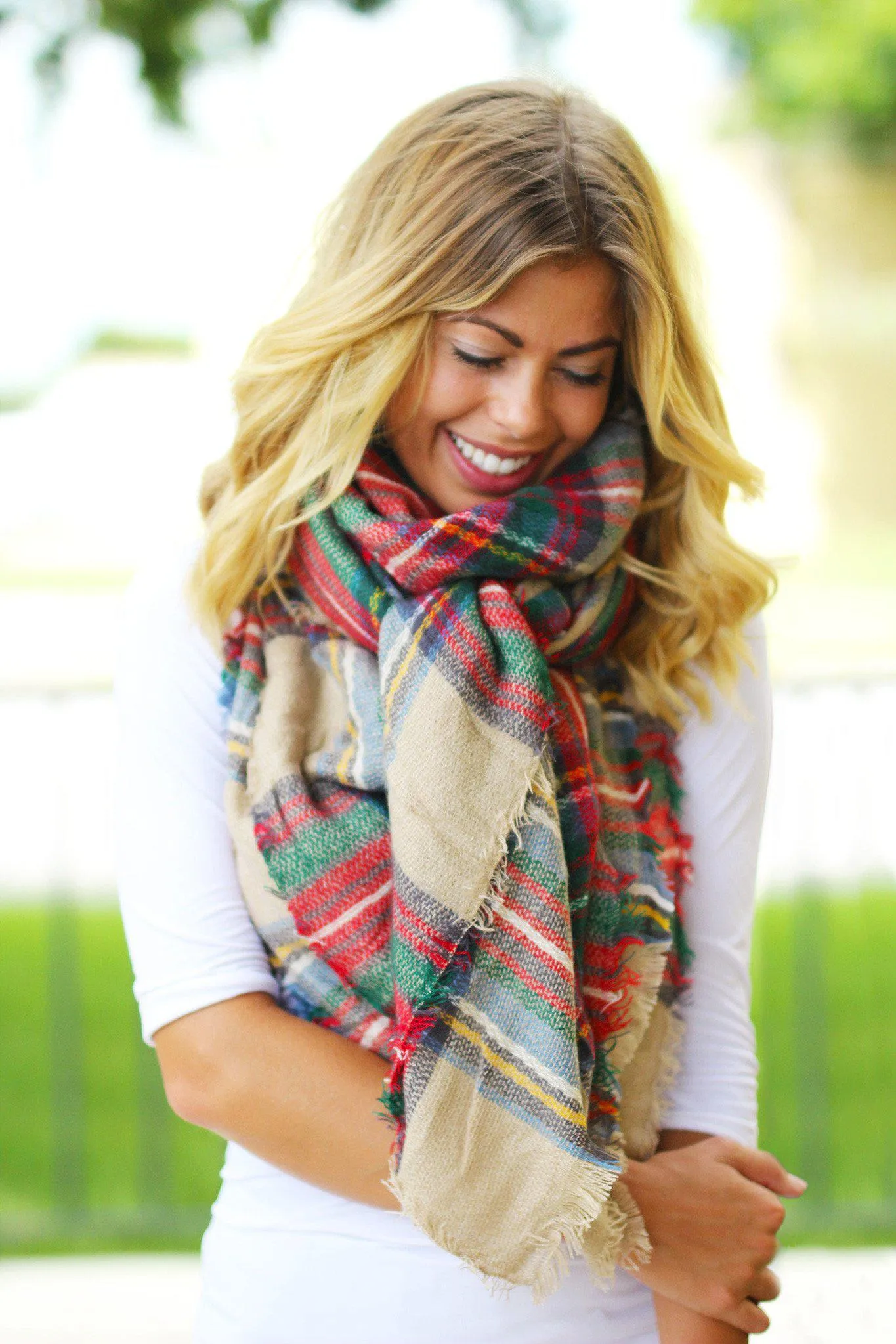 Red Plaid Blanket Scarf