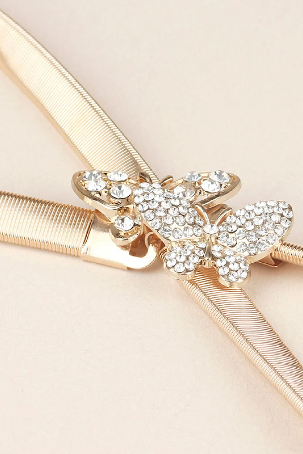 Rhinestone Butterfly Elastic Metal Belt