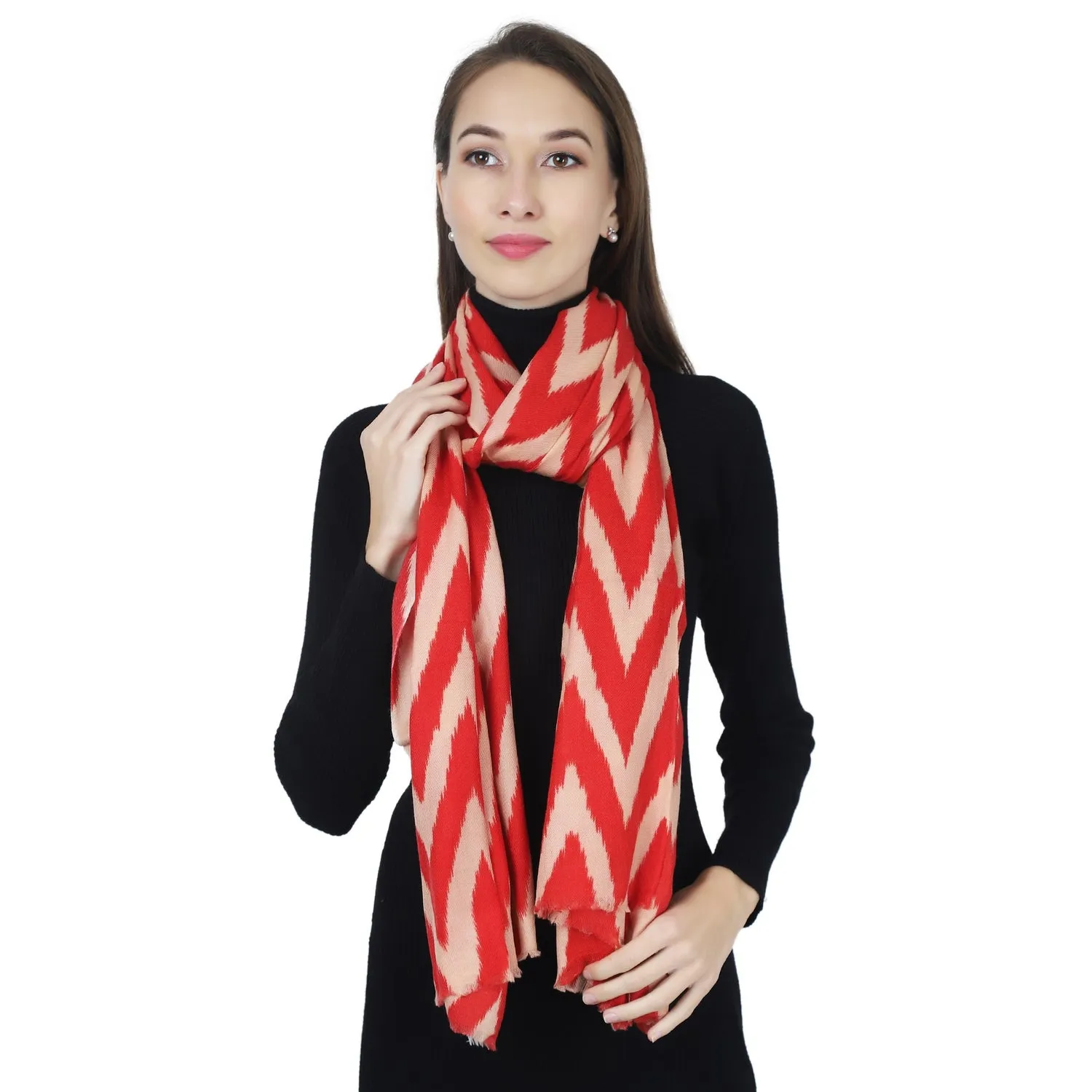 Rosy Geometry Woolen Scarf