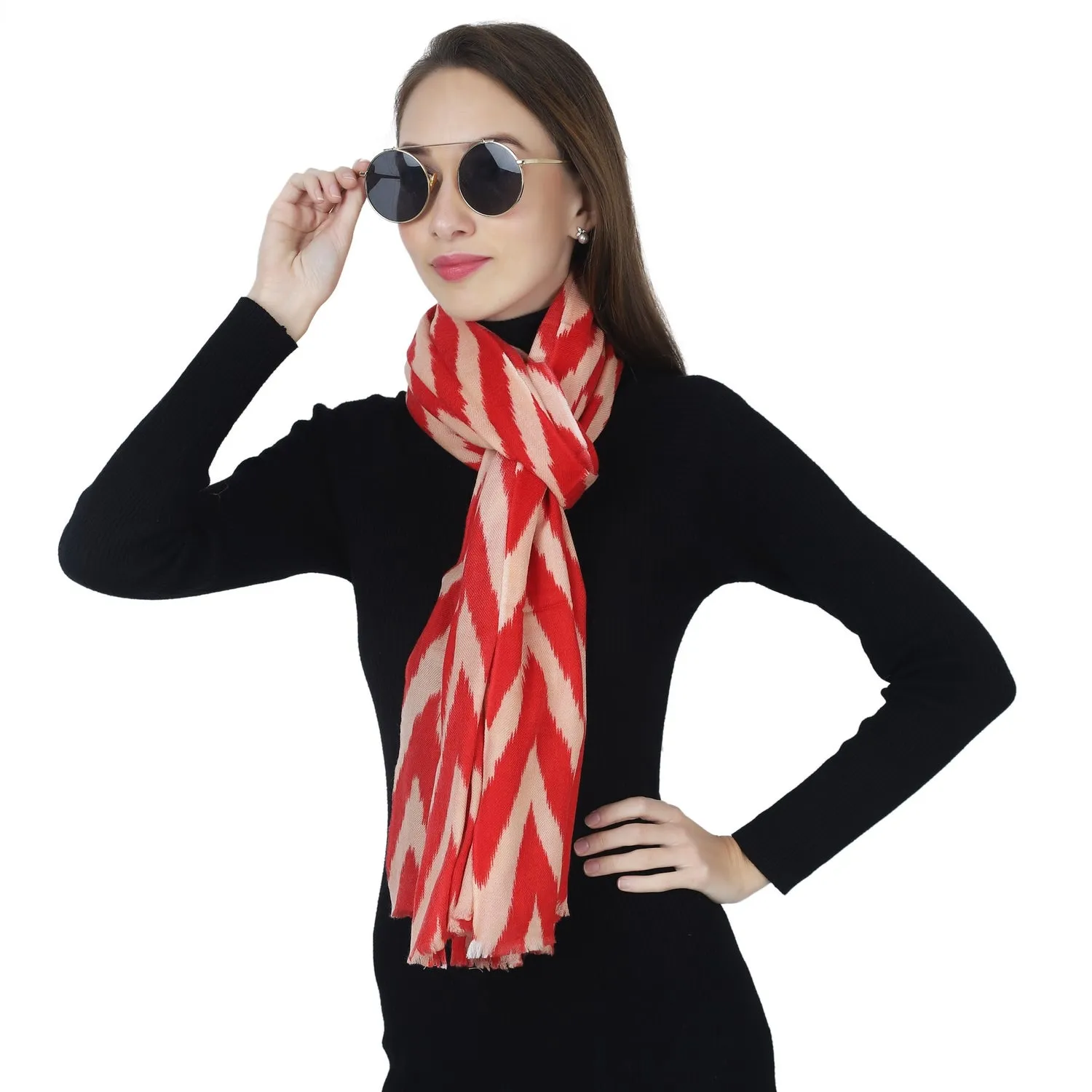 Rosy Geometry Woolen Scarf