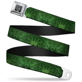 Seatbelt Belt - Marijuana Leaves Stacked