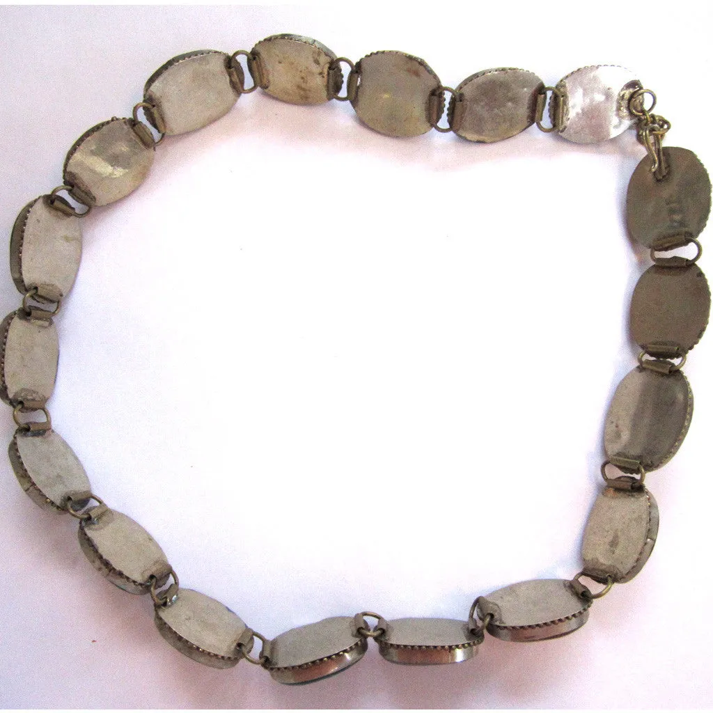 Silver-Tone Metal Agate Stone "Concho-style" Belt