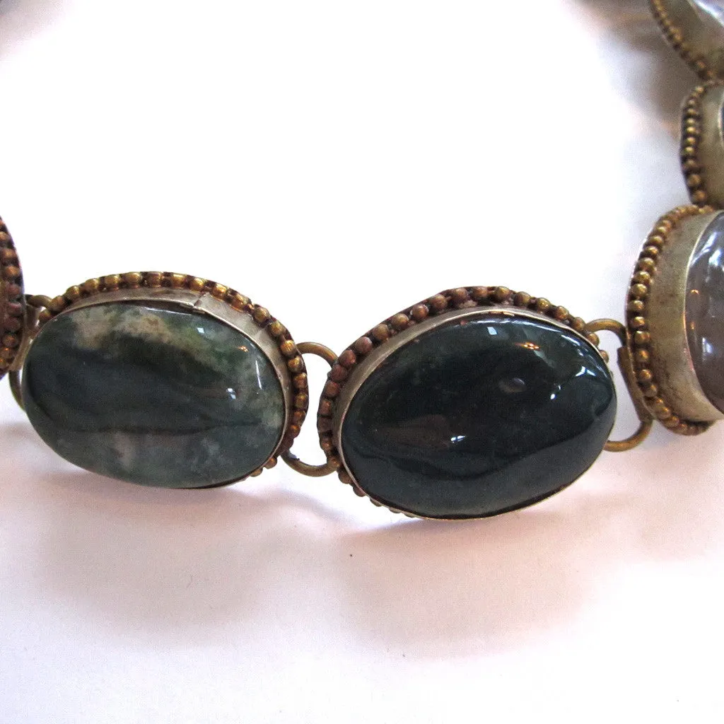 Silver-Tone Metal Agate Stone "Concho-style" Belt