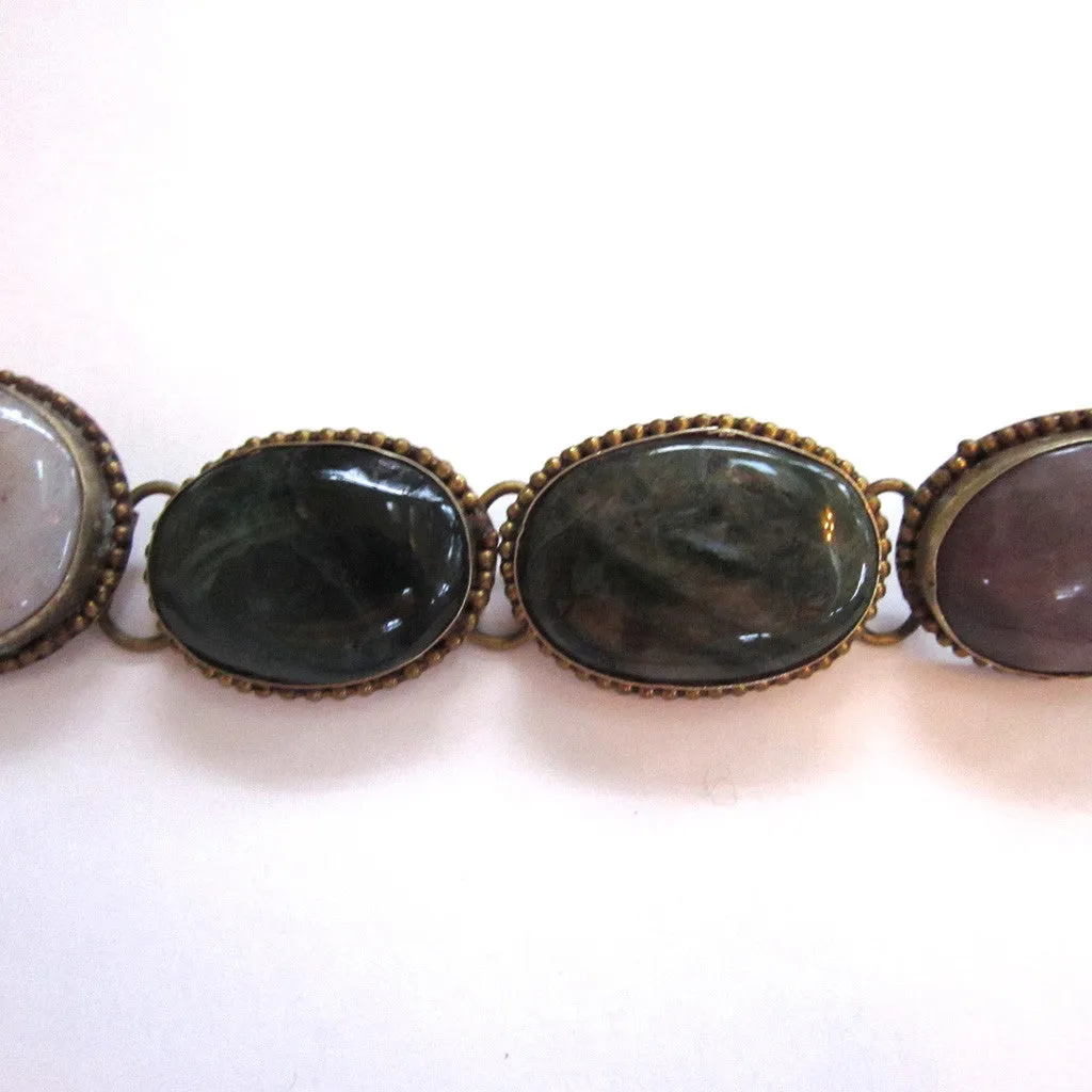 Silver-Tone Metal Agate Stone "Concho-style" Belt