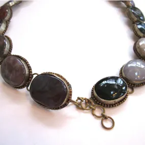 Silver-Tone Metal Agate Stone "Concho-style" Belt