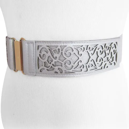 Silvery Gray Cut out Women's Stretch Belt