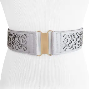 Silvery Gray Cut out Women's Stretch Belt