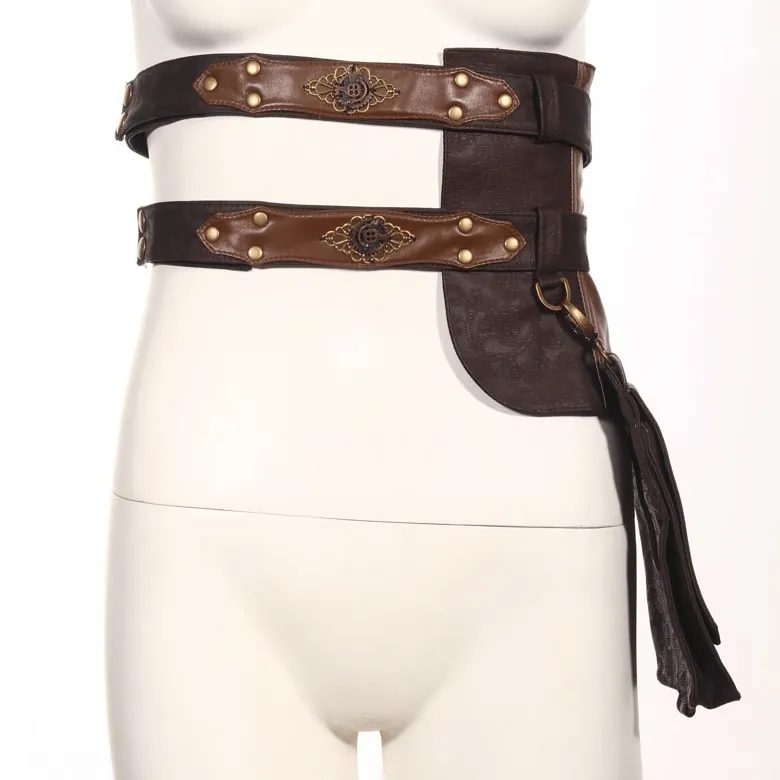 Steampunk Double Belt with Pouch