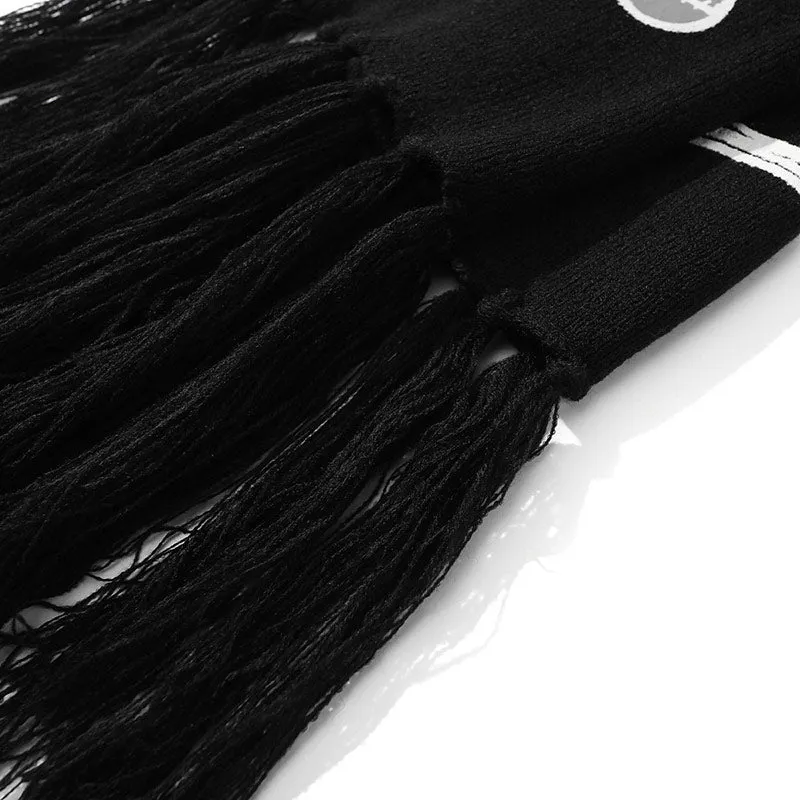 Street Reversible Woolen Letter Print Tassel Scarves