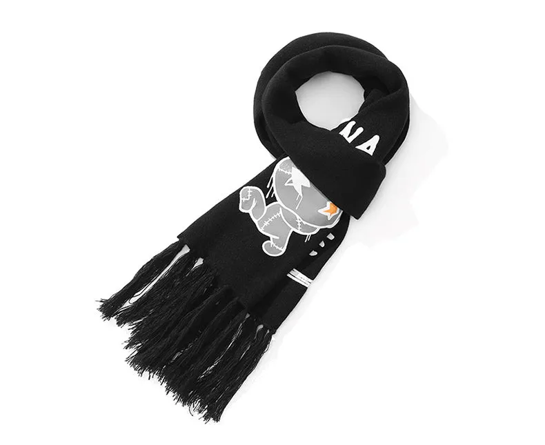 Street Reversible Woolen Letter Print Tassel Scarves