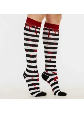 Striped Blood Spatter Knee High Socks