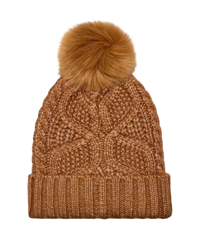 UGG Chestnut Cable Beanie with Pom