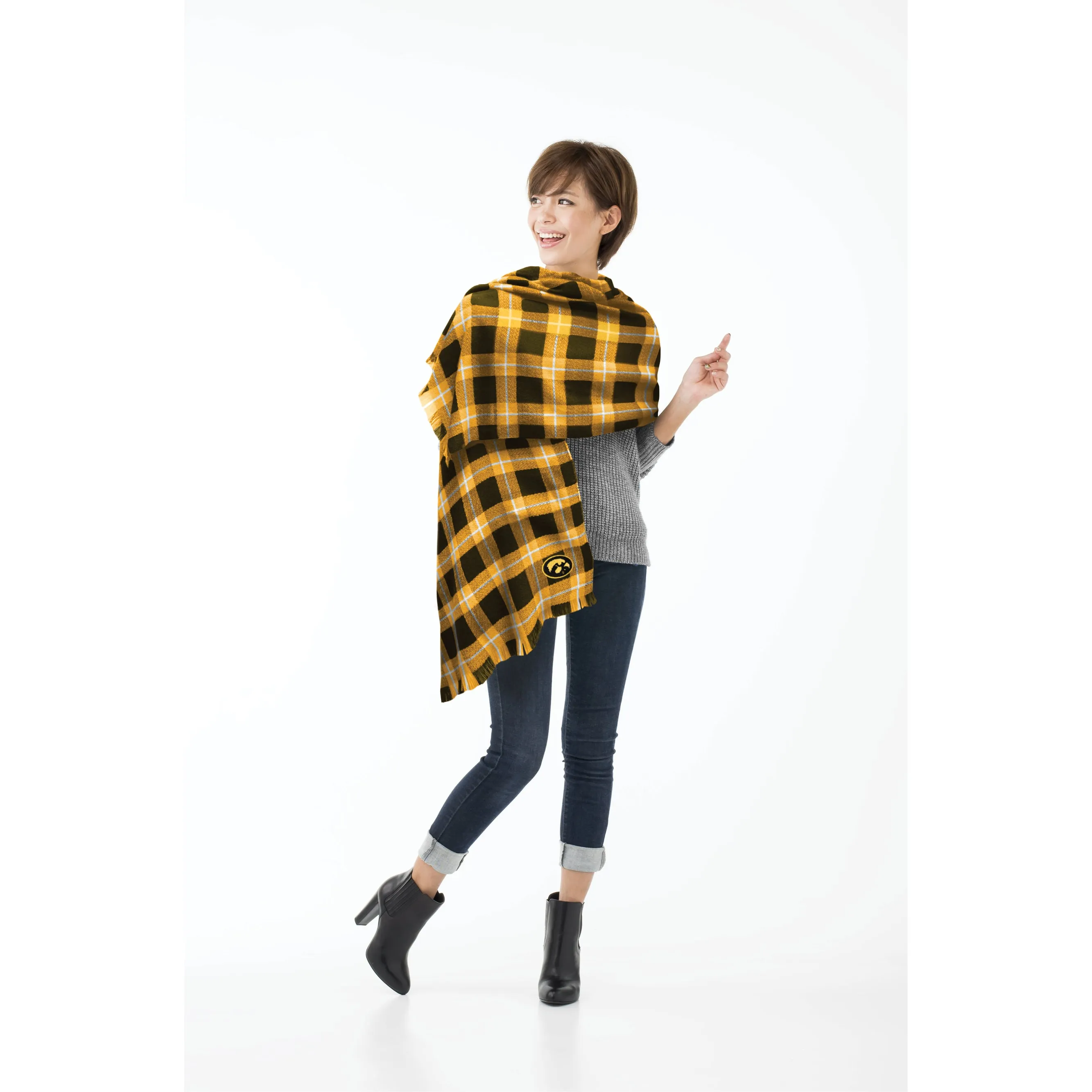 University of Iowa Plaid Blanket Scarf