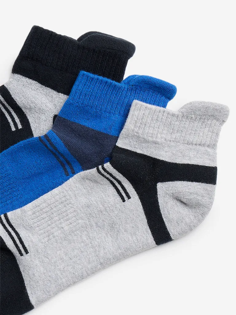 WES Lounge Blue Striped Socks - Pack of 3