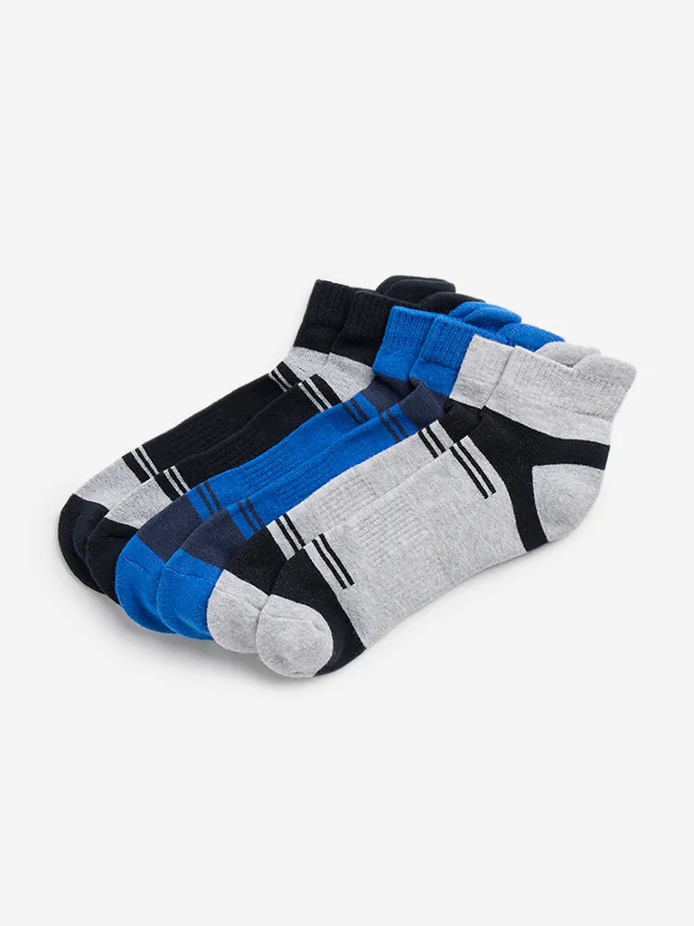 WES Lounge Blue Striped Socks - Pack of 3