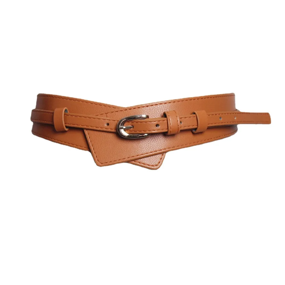 Women Leather Solid Color Pin Buckle Fashion Decorative Wide Belt