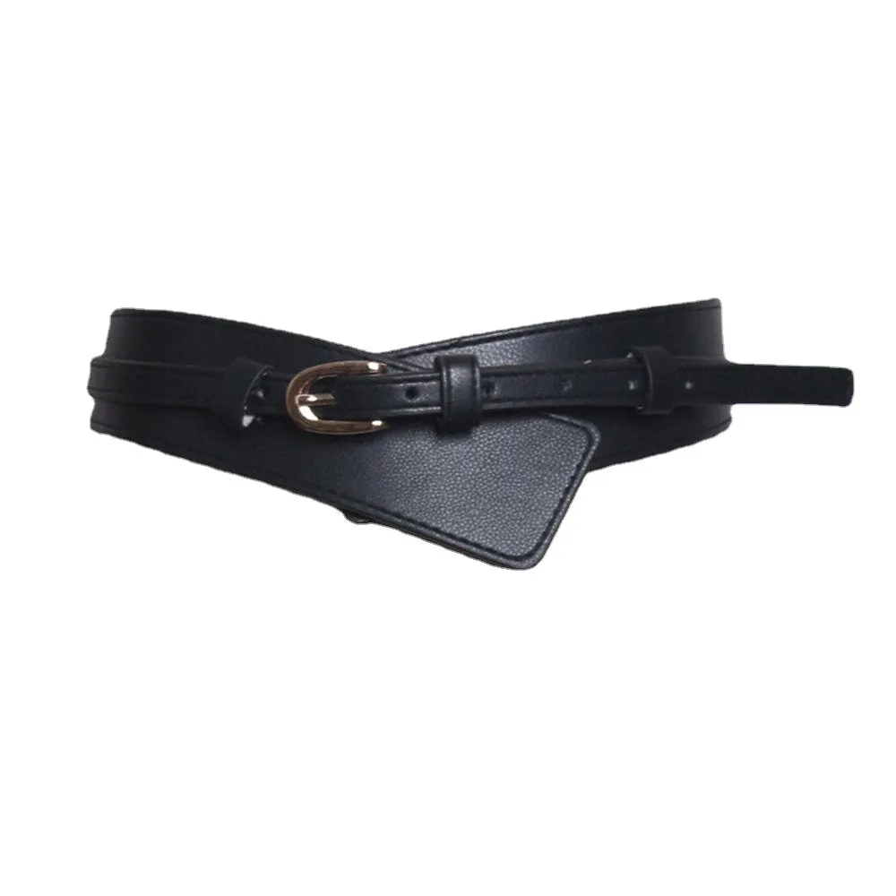 Women Leather Solid Color Pin Buckle Fashion Decorative Wide Belt