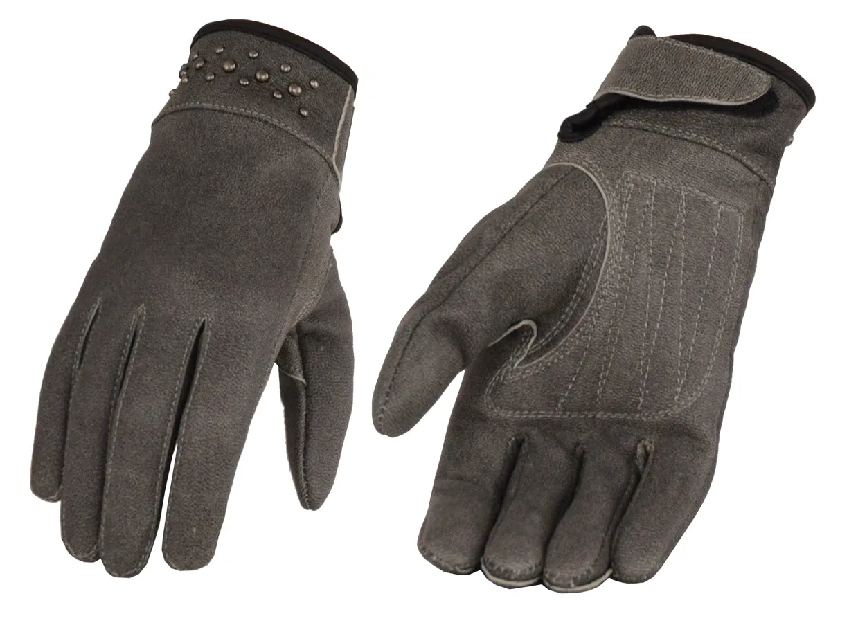 Women’s Leather Glove w/ Gel Pam & Rivet Detailing