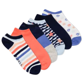 Women's Nautical Stripe No Show Socks 6 Pair Pack